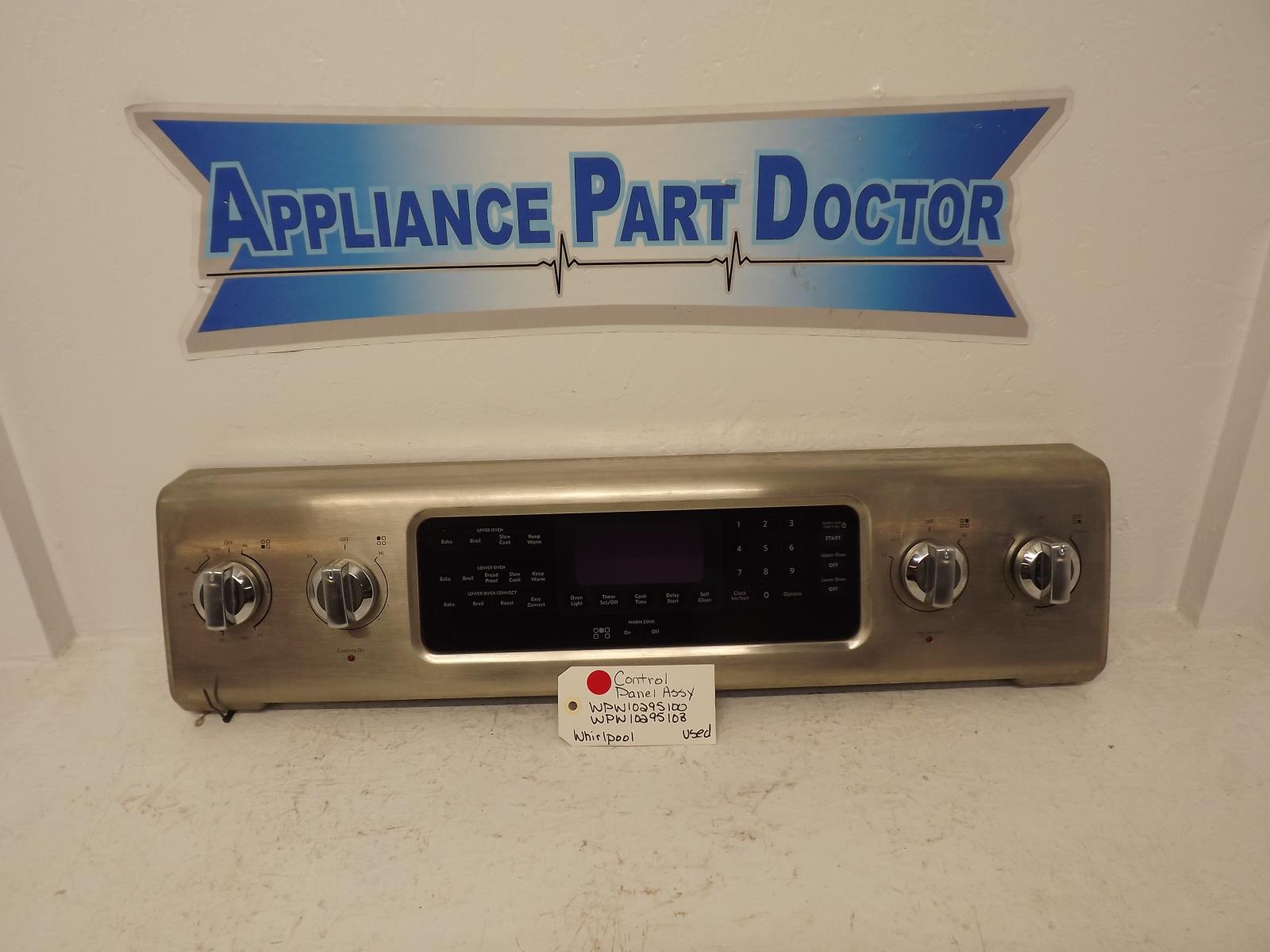 Whirlpool Range WPW10295100 WPW10295108 Control Panel Assy Used Whirlpool Range WPW10295100 WPW10295108 Control Panel Assy Used